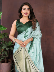 Green Sibori Work Soft Satin Silk Saree