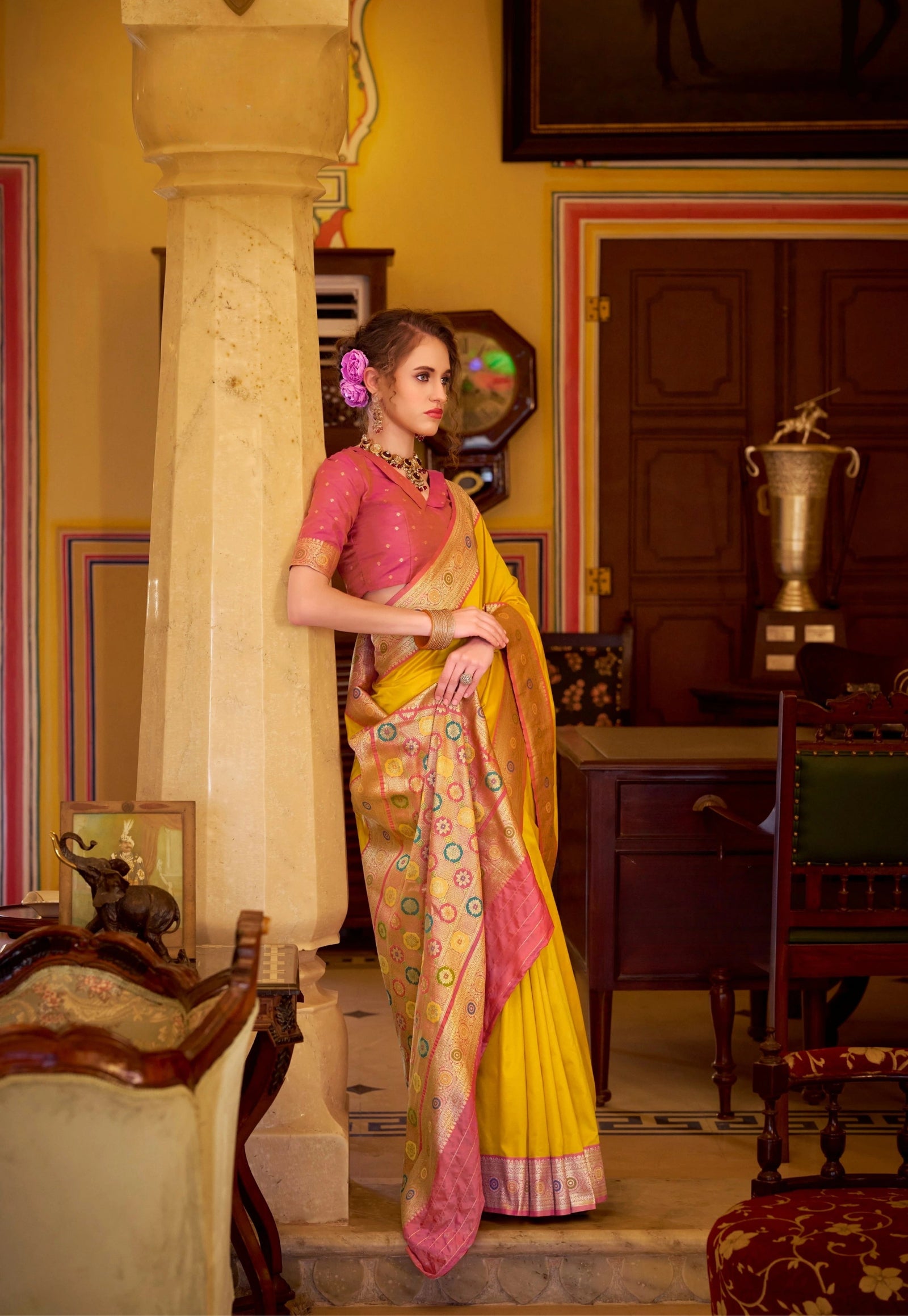 Saisha Zari Woven Border Saree Kalyanja Fashion