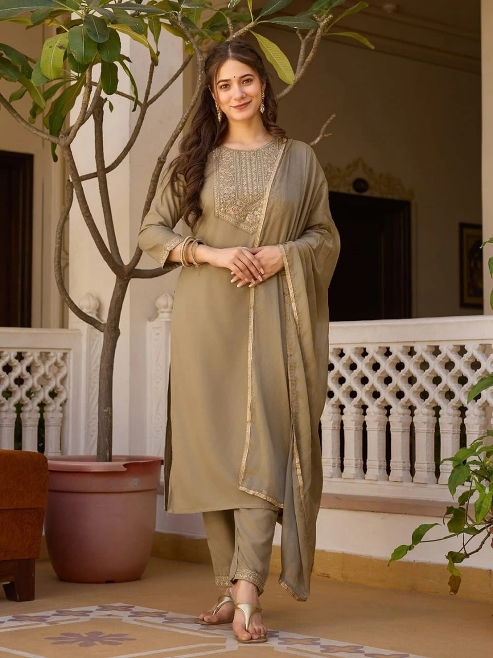 Light Brown Heavy Rayon Kurti