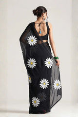 Black Chinon Saree