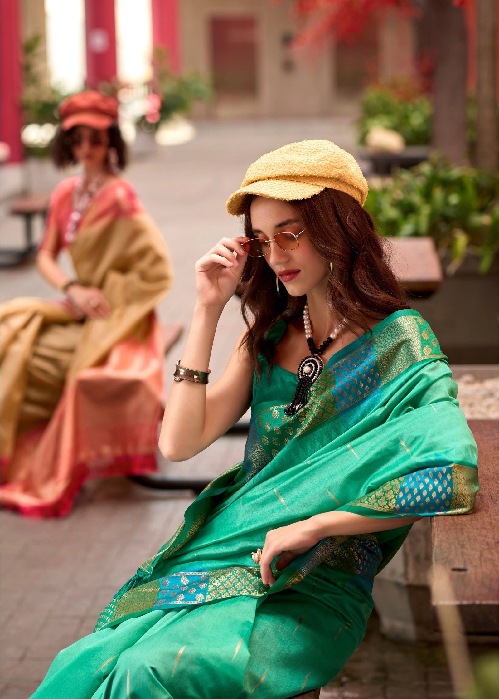Green Banarasi Silk Zari Weaving Saree Kalyanja Fashion