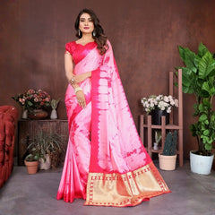 Dark Pink Sibori Work Soft Satin Silk Saree