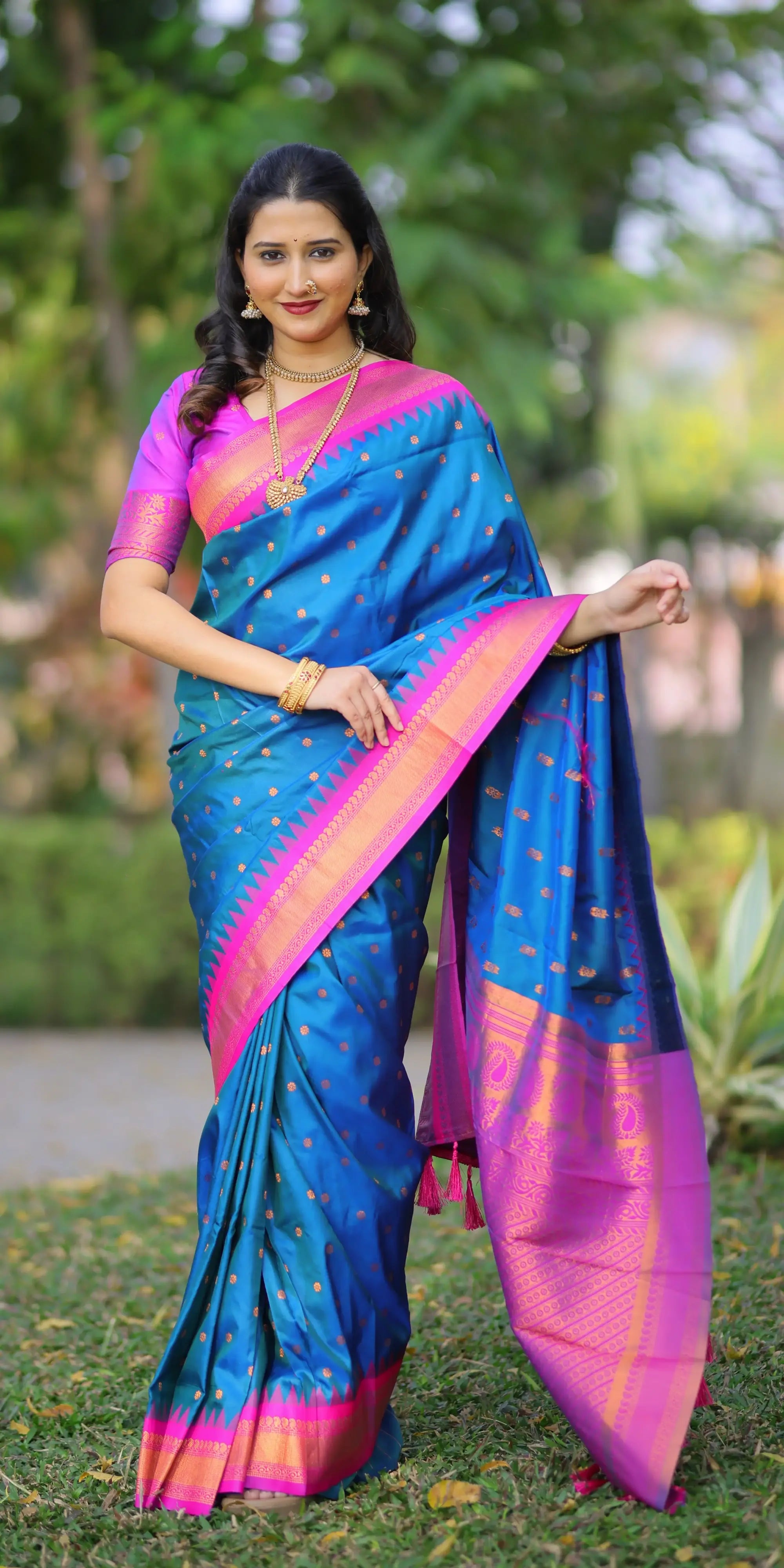Royal Blue Woven Design Paithani Silk Saree