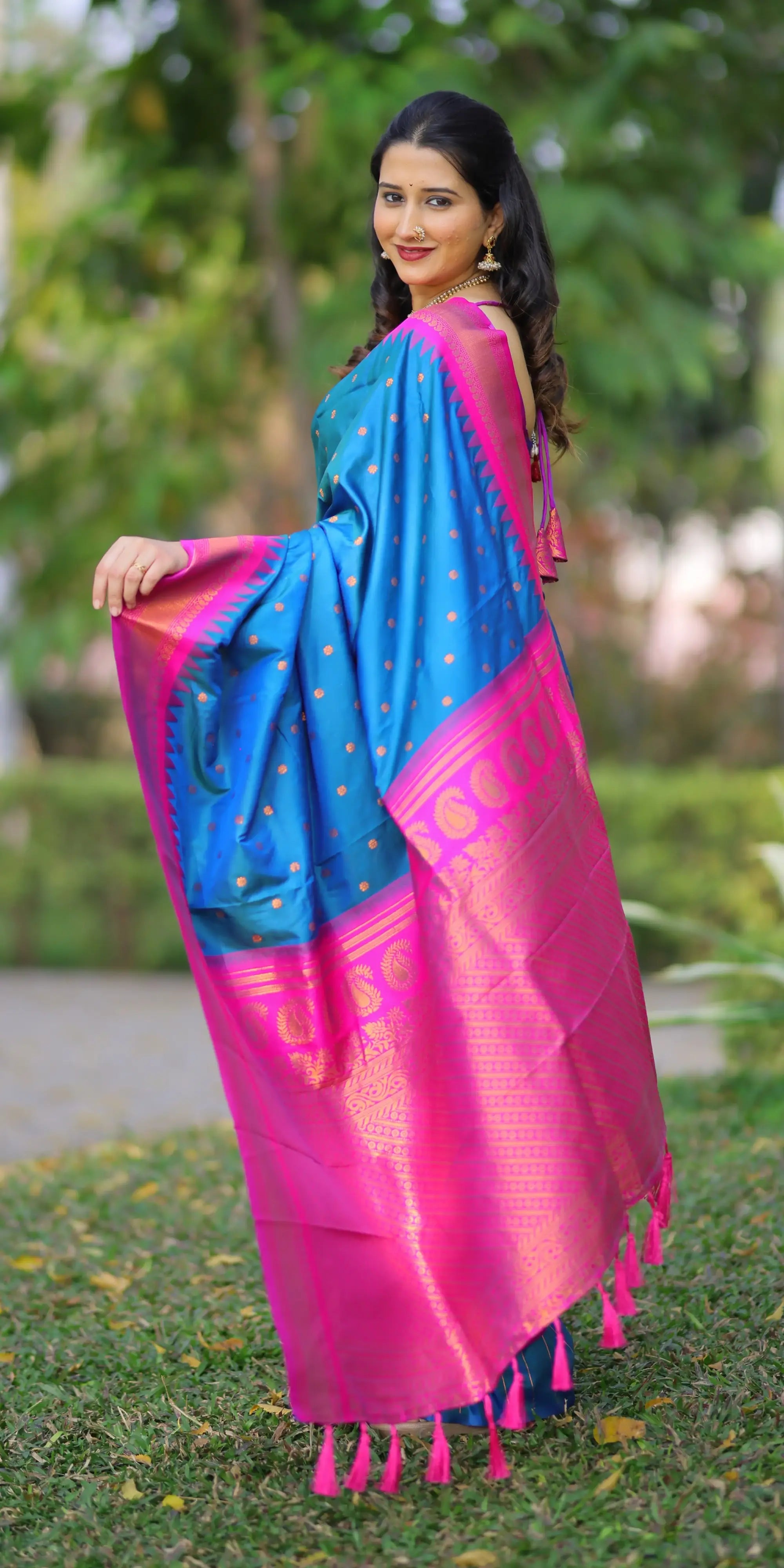 Royal Blue Woven Design Paithani Silk Saree
