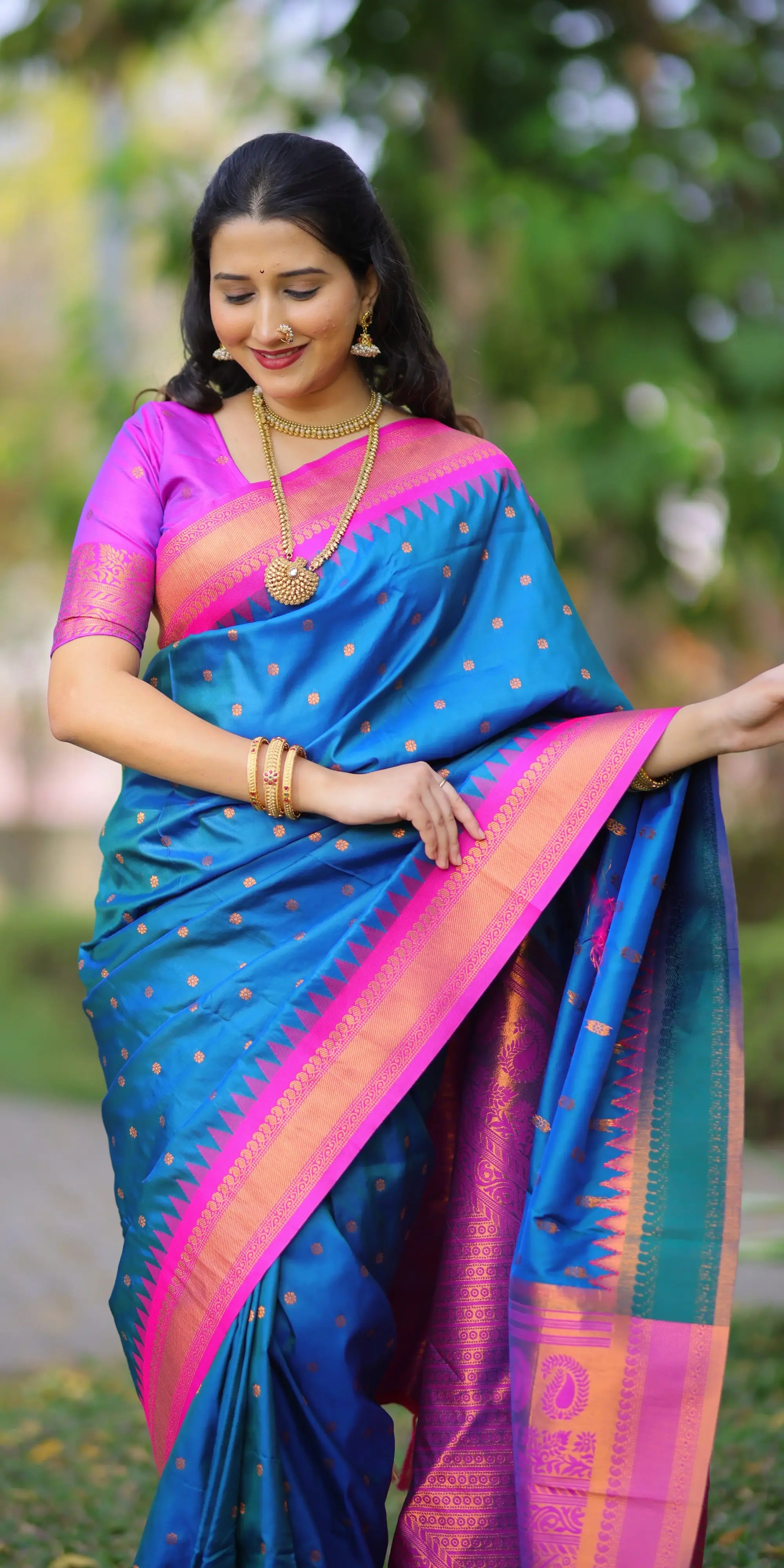Royal Blue Woven Design Paithani Silk Saree