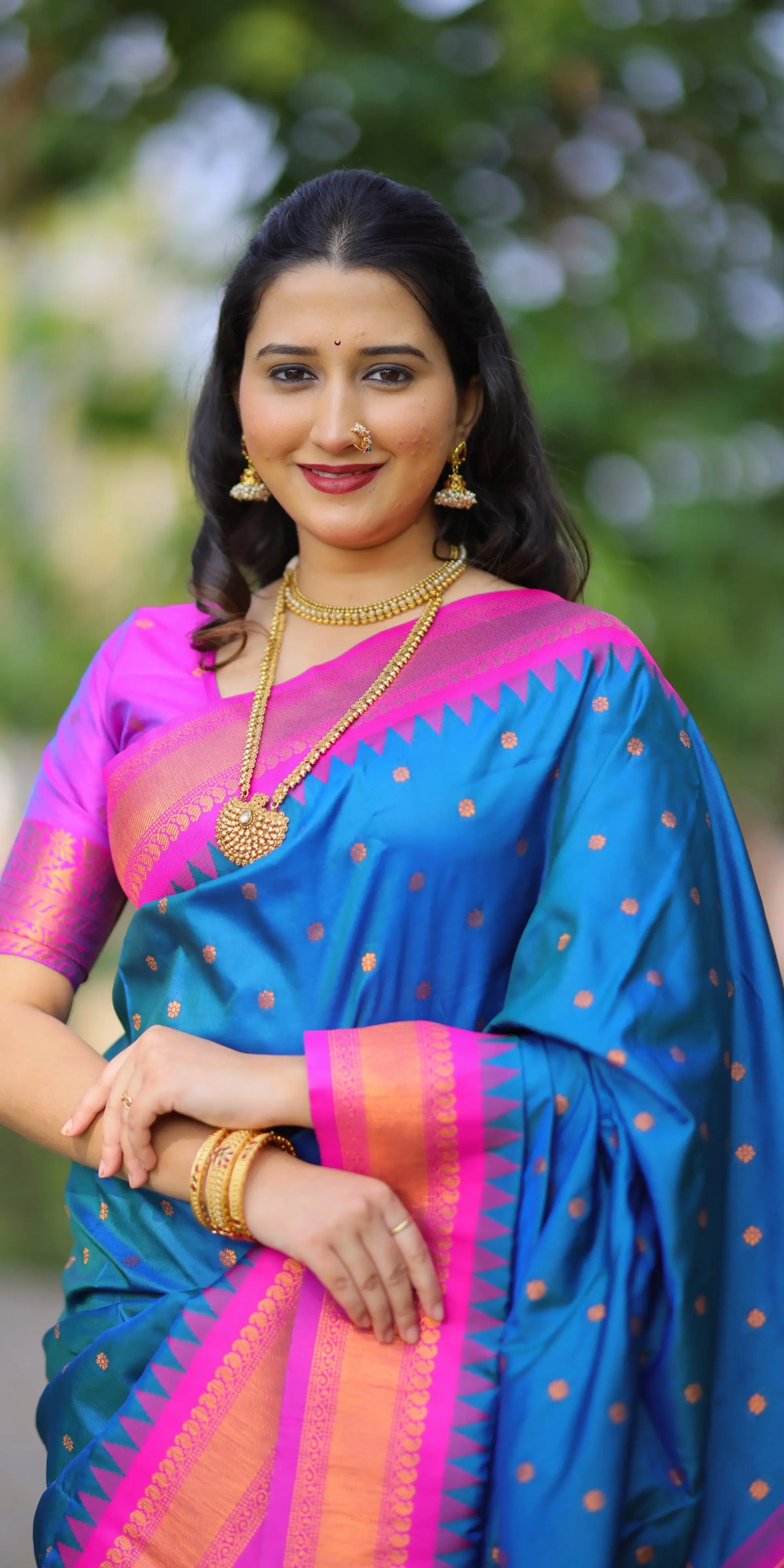 Royal Blue Woven Design Paithani Silk Saree