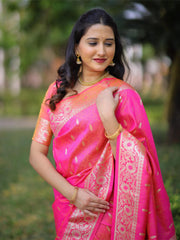 Tulip Pink Banarasi Silk Saree