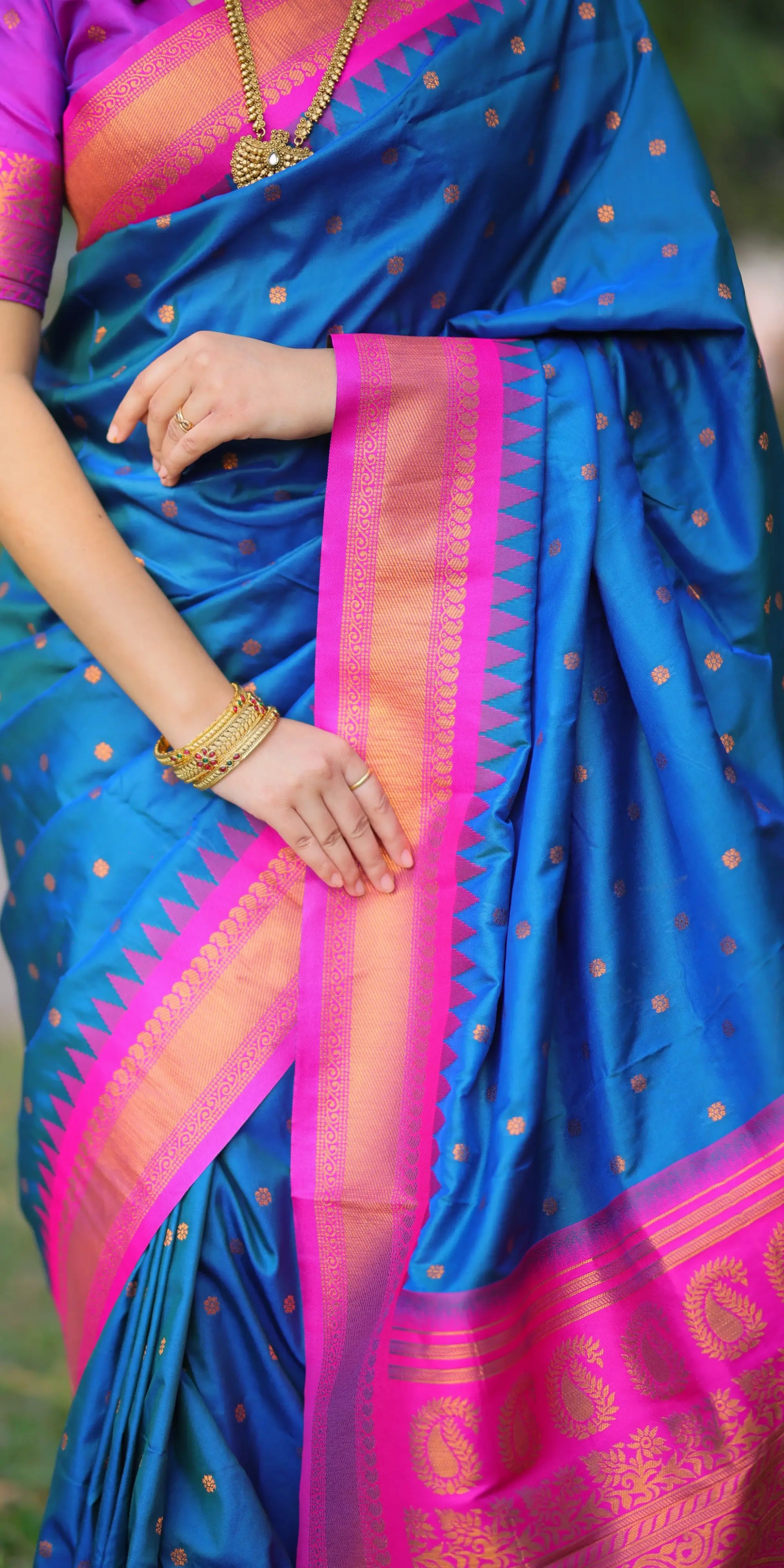 Royal Blue Woven Design Paithani Silk Saree