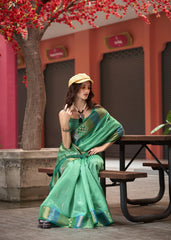Green Banarasi Silk Zari Weaving Saree