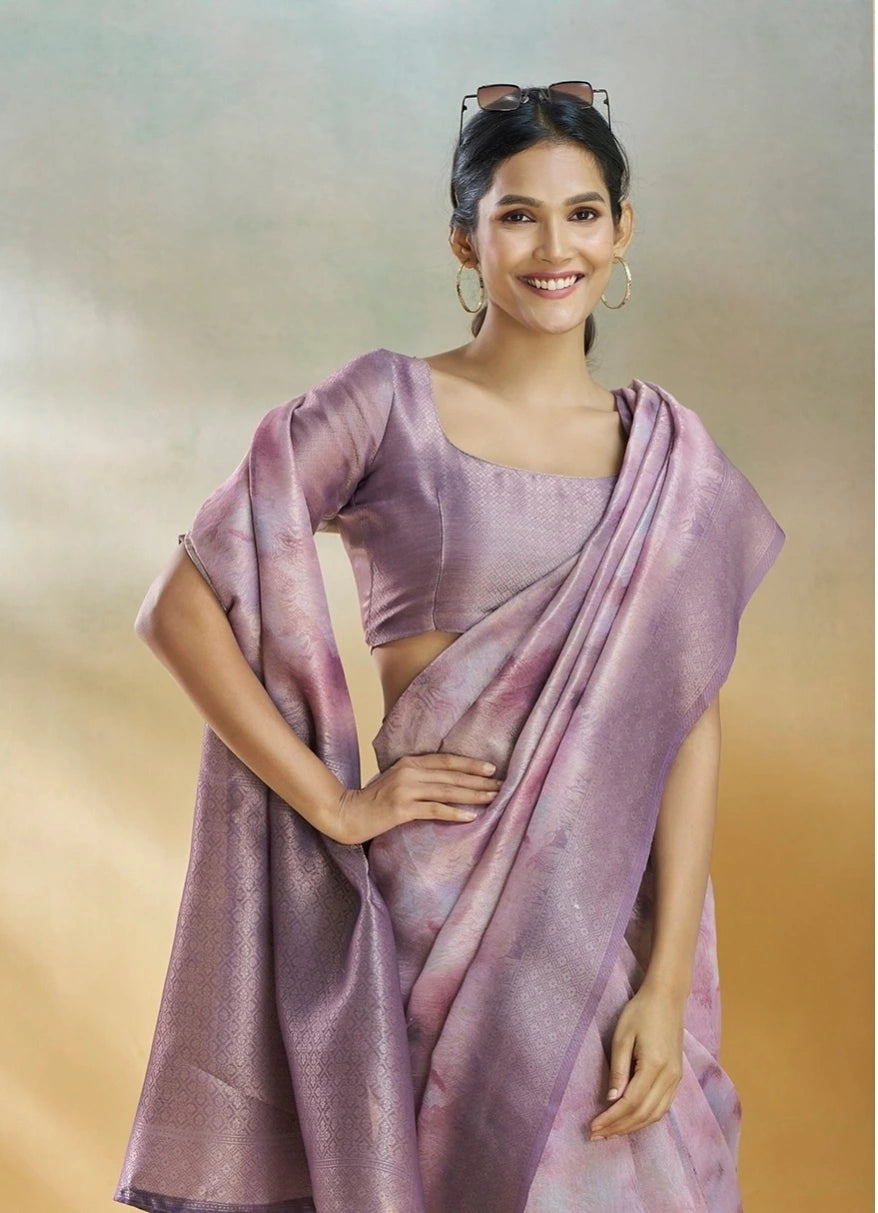 Lavender Handloom Weaving Silk Saree Kalyanja Fashion