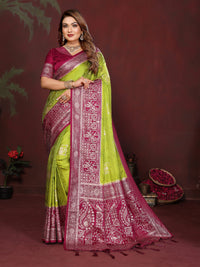 Android Green Handloom Satin Silk Saree