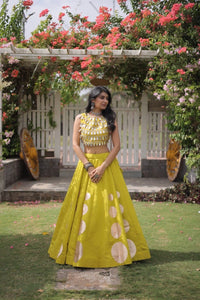 Android Green Roman Silk Lehenga