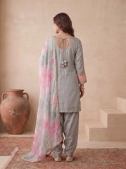 Sky Blue Japan Satin Silk Suit Kalyanja Fashion