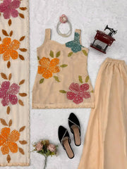 Designer Ivory Anarkali Gown featuring Elegant Flare, Full Sleeves, and Artistic Butterfly Embroidery