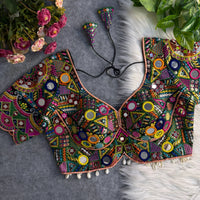 Black Mirror Work Italian Silk Blouse