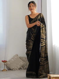 Black Sequins Georgette Saree