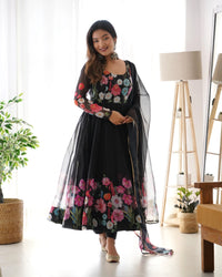 Black Soft Organza Silk Suit