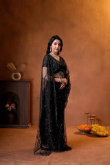 Perfect designer saree for cocktail parties, receptions, evening events, weddings, and festive celebrations.
