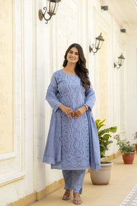 Blue Gray Cotton Suit