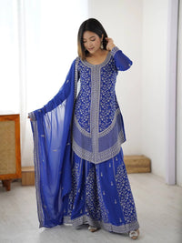 Blue Faux Georgette Suit
