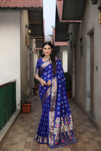 Blue Pure Bandhej Silk Saree