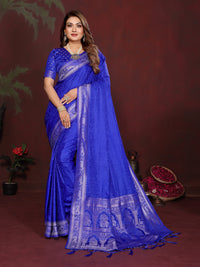 Blue Soft Satin Silk Saree