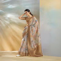 Brown Handloom Weaving Silk Saree