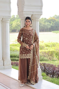 Brown Sequins & Zari Embroidered Work Fendy Suit