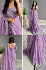 Lavender Pink Heavy Silk Saree Kalyanja Fashion