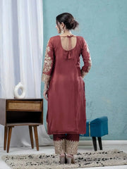 Dark Maroon Suit Back View – U-Back with Dori Bow Tie-Up Design