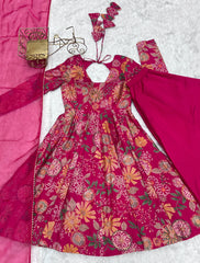 Dark Pink Discharge Print Suit flat lay close-up of kurta and palazzo