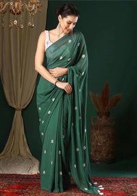 Dark Green Soft Georgette Saree