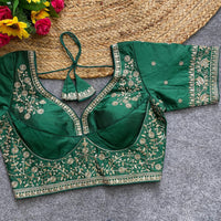 Dark Green Heavy Silk Blouse