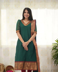 Dark Green Cotton Kurti