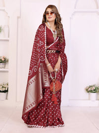 Dark Maroon Soft Satin Silk Saree