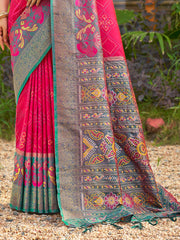 Traditional saree with intricate patterns on a natural background