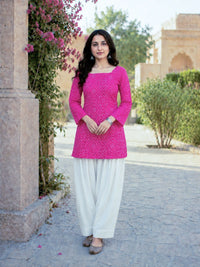 Dark Pink Cotton Short Kurti