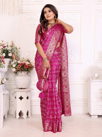 Dark Pink Soft Satin Silk Saree