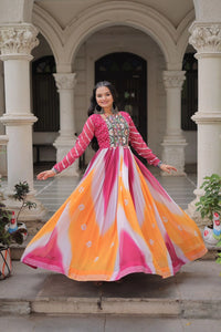Dark Pink Faux Georgette Dress
