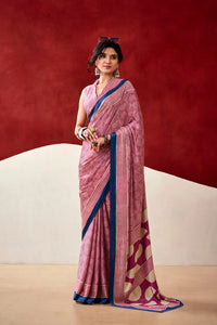 Dark Pink Digita Print Saree