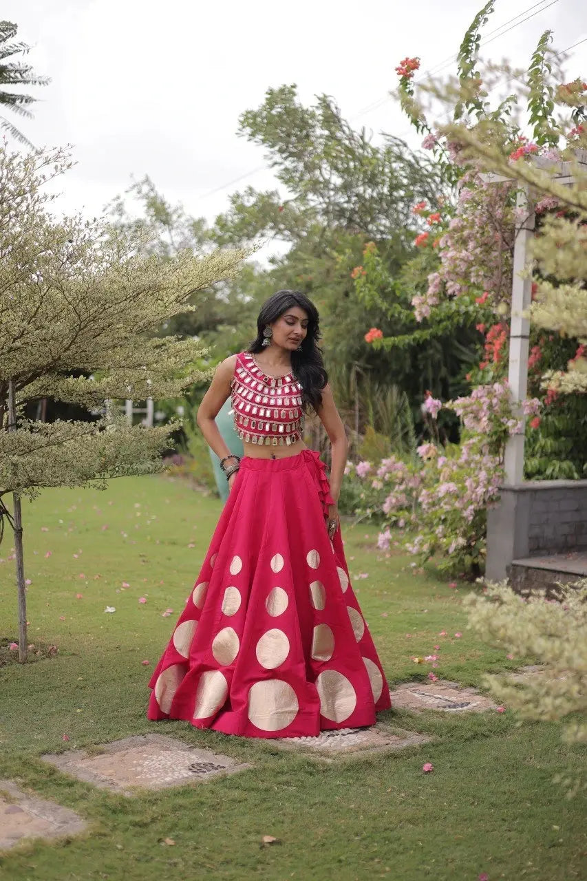 Fashion-forward pink designer lehenga blends classic Indian craftsmanship with contemporary ethnic style.