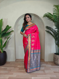 Dark Pink Paithani Silk Saree