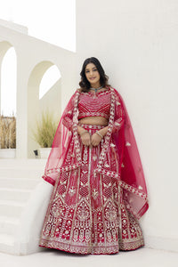 Ruby Butterfly Net Lehenga