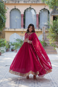 Dark Pink Sequins Embroidered Suit