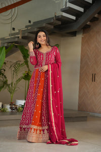 Dark Pink Faux Blooming Suit