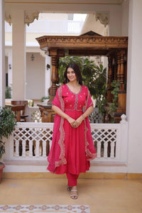 Dark Pink Mul Chanderi Suit