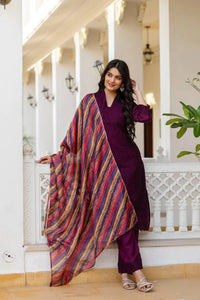 Dark Purple Roman Silk Kurti
