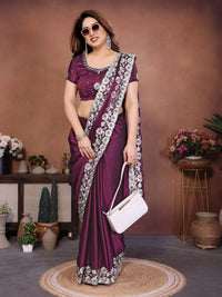 Dark Purple Rangoli Silk Saree