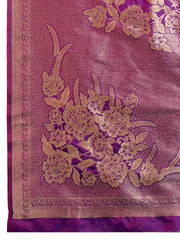 Purple fabric with gold floral embroidery