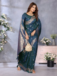 Dark Turquoise Banarasi Silk Saree